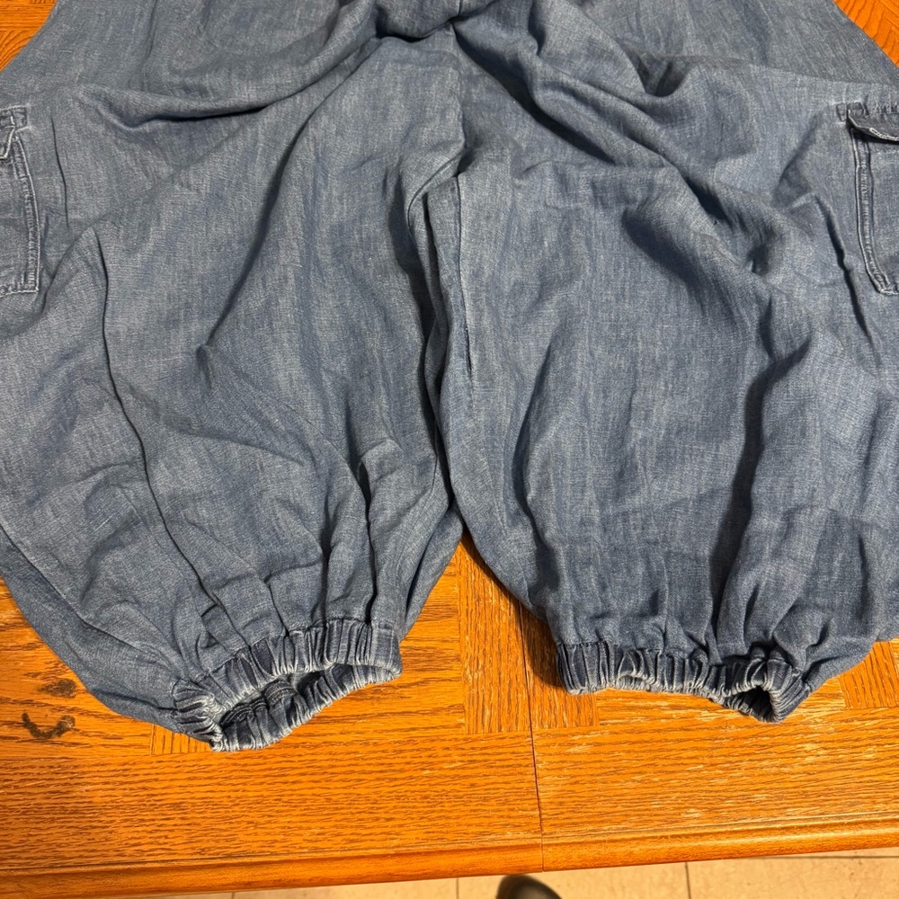 Lucy & Yak Rumi Cargo Denim Balloon Pants UK 24 or US 20 Elastic Waist Pull-on - Picture 7 of 15